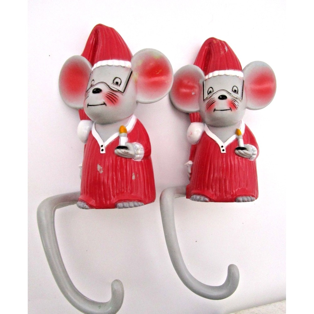 Vintage Sun Hill Mice Mouse Stocking Holders 1981 Shelf Sitters Christmas